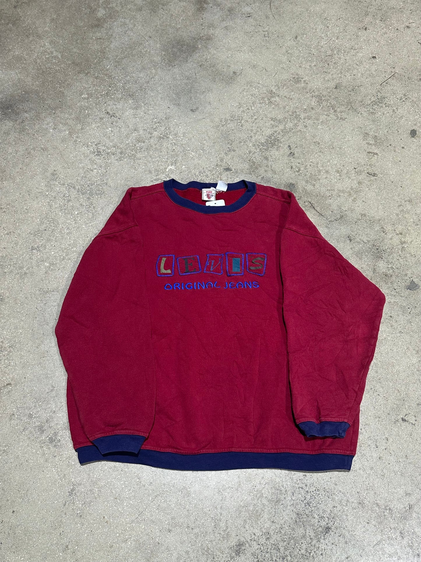 Women's Levi's Original Jeans Crewneck - Burgundy Size Medium