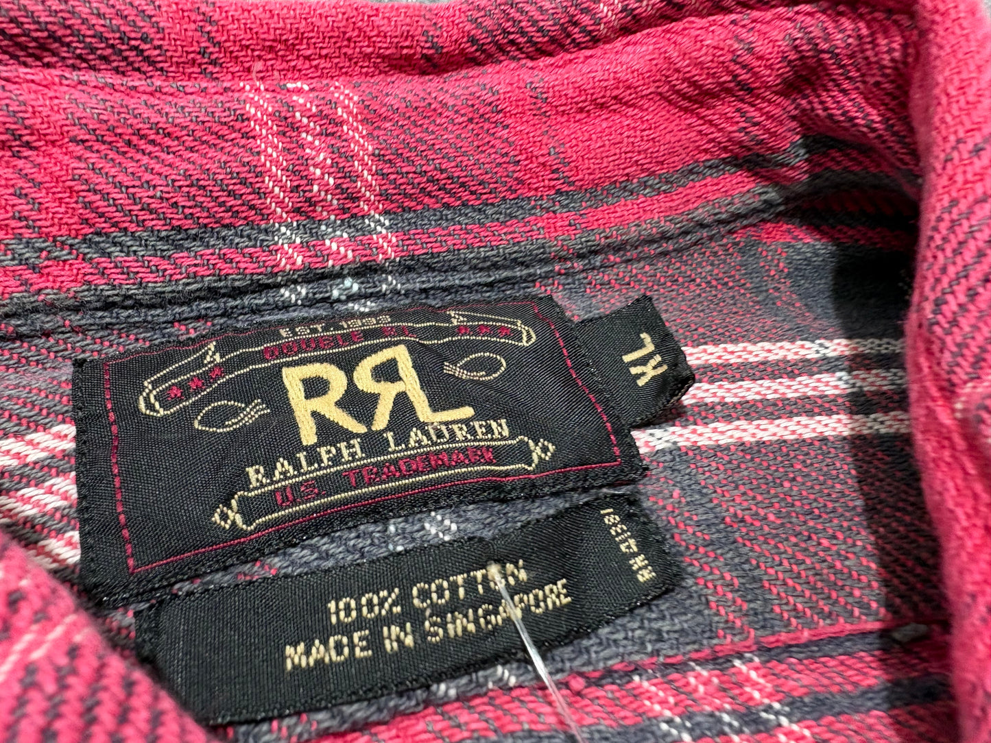 Double RL Plaid Button Down Long Sleeve Shirt - Red Size XL