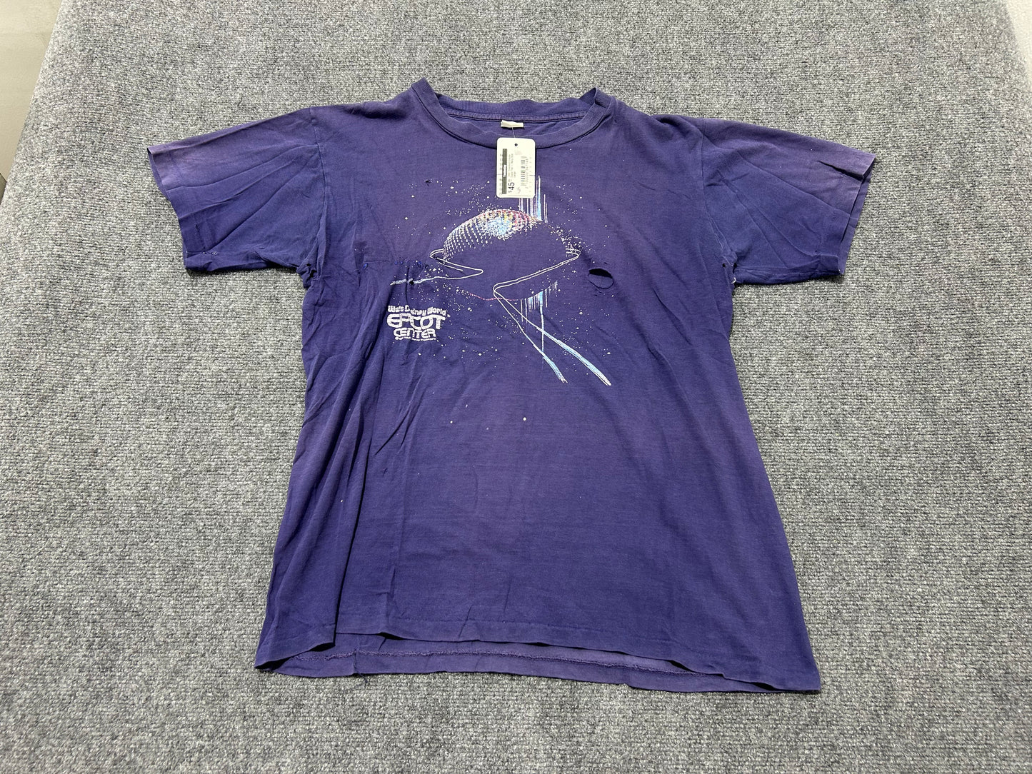 1992 Thrashed Disney Epcot Tee - Navy Size Large