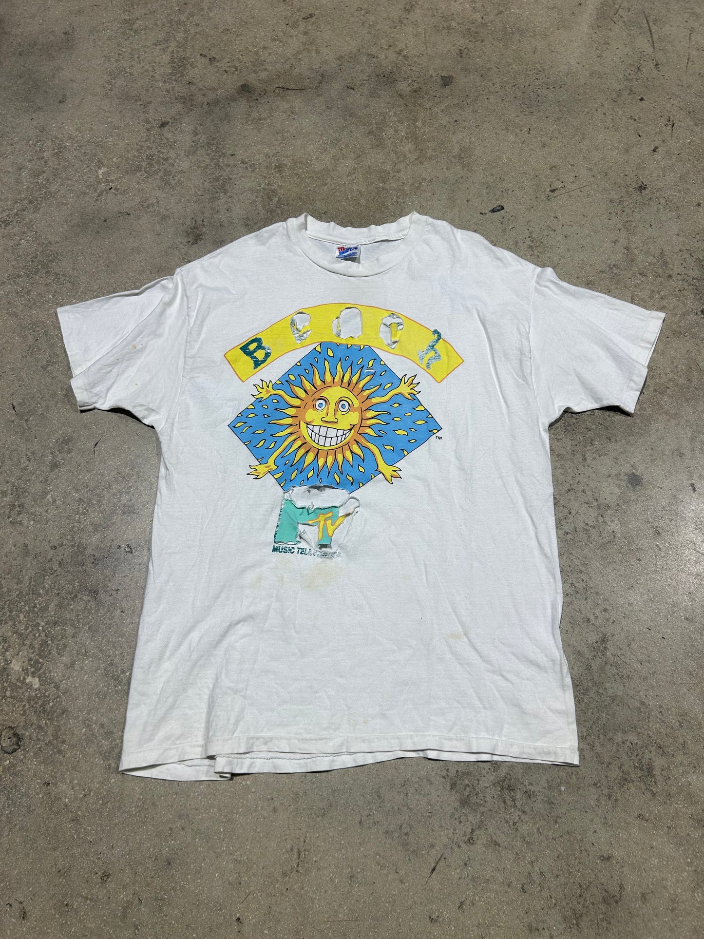 Thrashed MTV Sun Tee - White Size XL