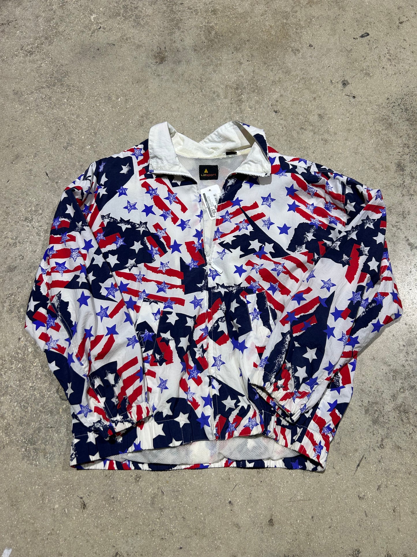 Liz Sport Flag Jacket - White/Red/Blue Size Medium