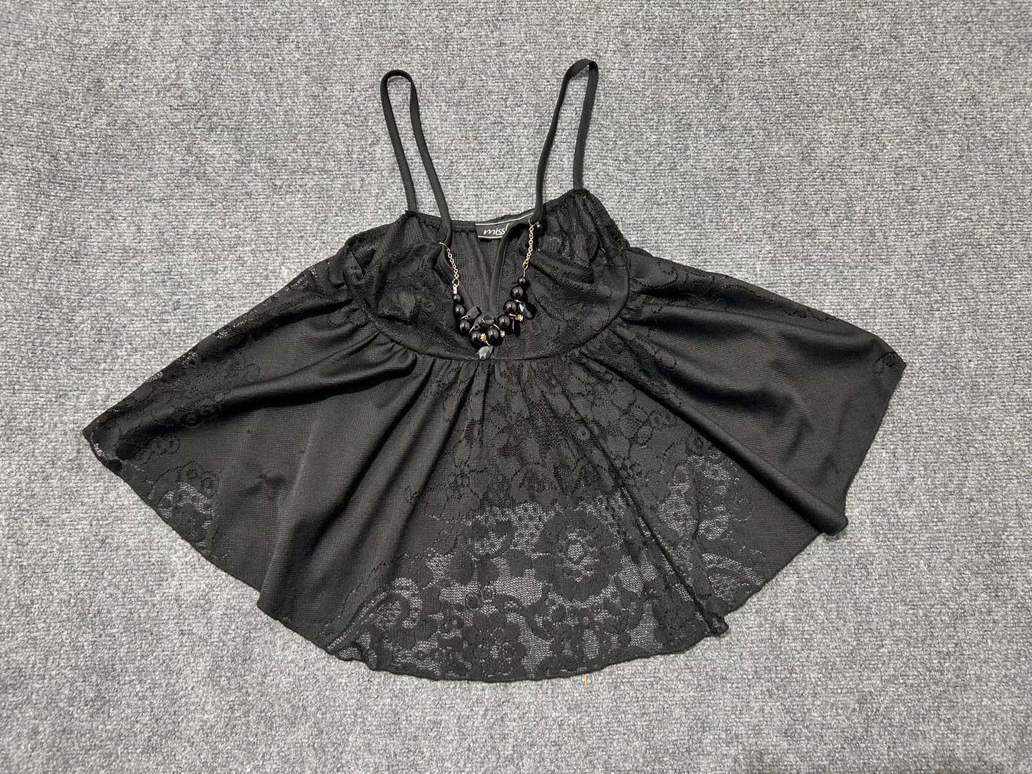 Miss Lulu Lace Halter Top - Black Size Small