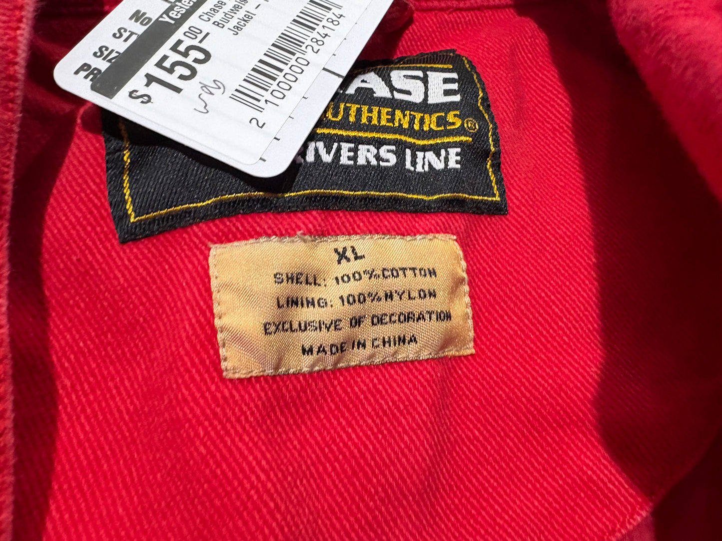 Chase Authentics Budweiser Racing Jacket - Red Size XL
