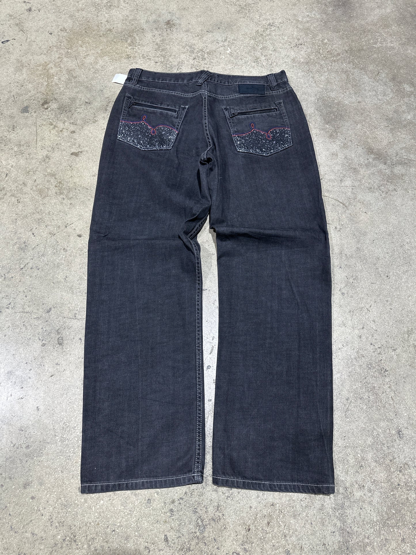 LRG Zipper Pocket Denim Jeans - Black Size 38x32