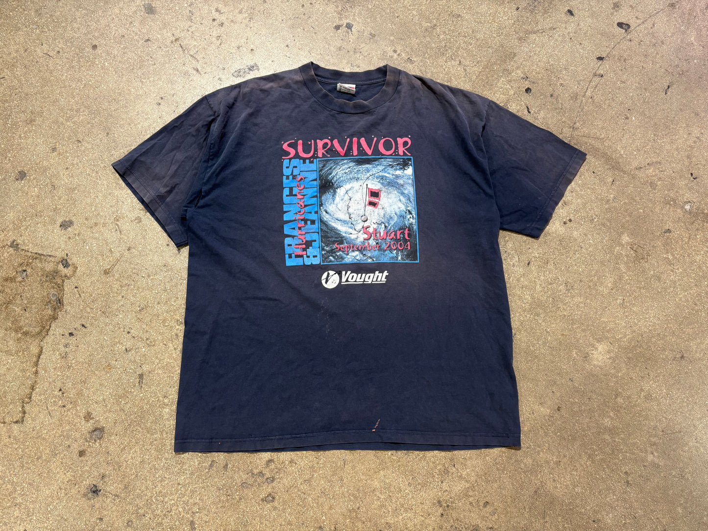 2004 Hurricane Survivor Tee - Faded Navy Size 3XL