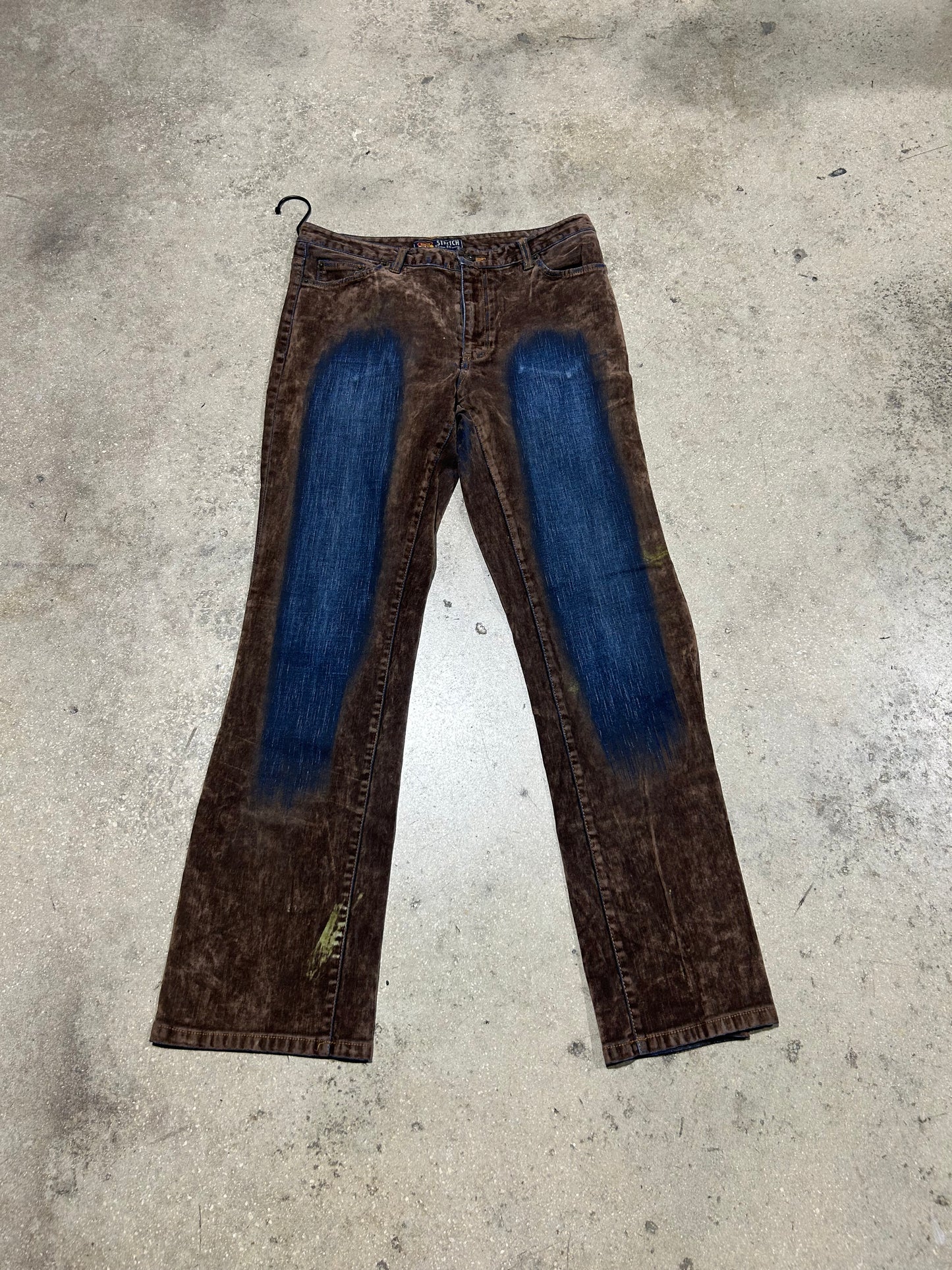Womens Route 66 Suede Jeans - Brown/Blue Size 10