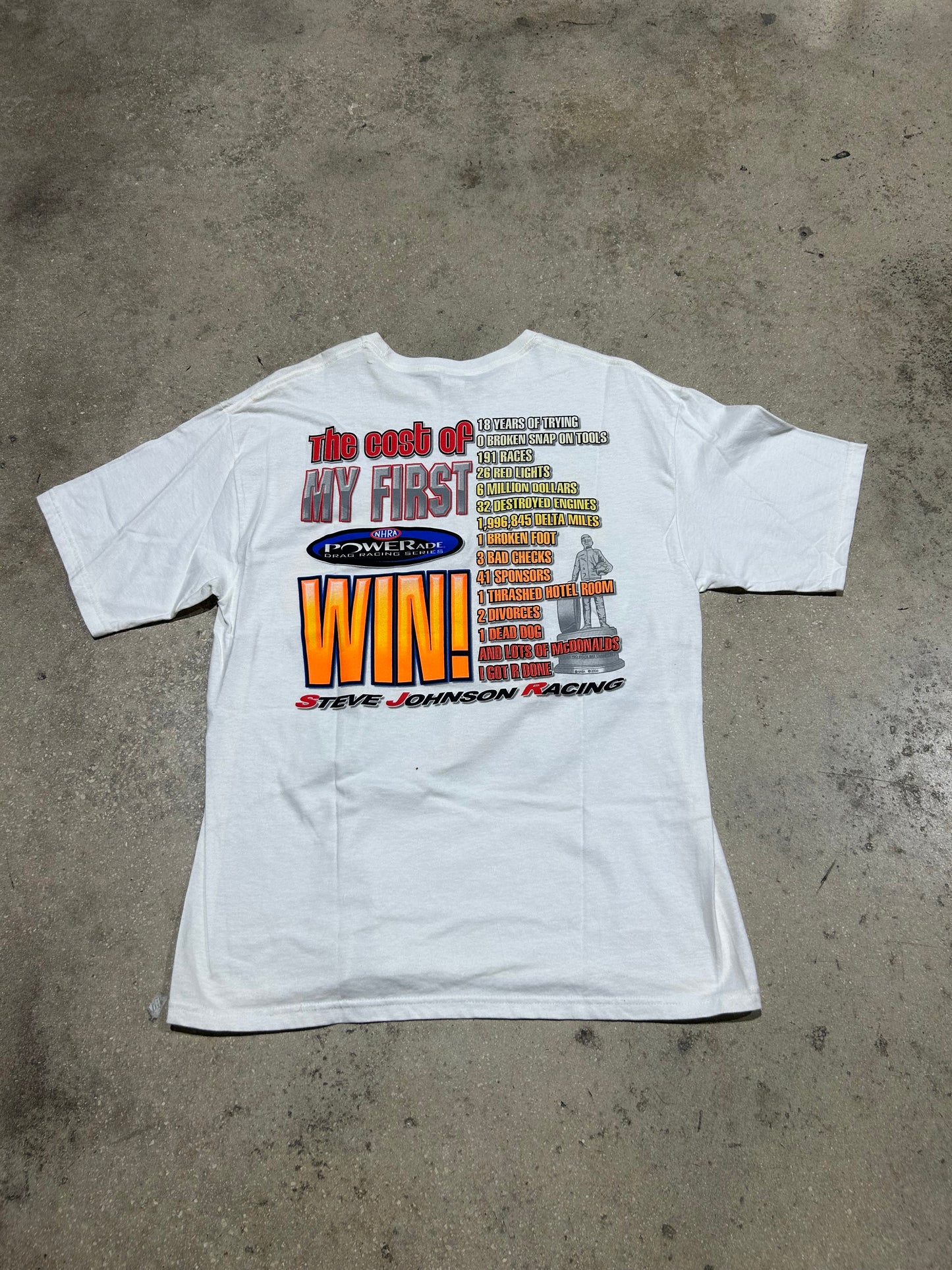 Steve Johnson Motorcycle Racing Tee - White Size Large