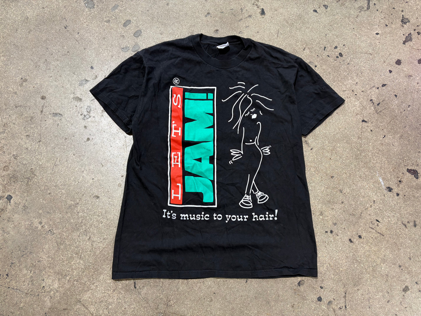 Lets Jam! Its Music To Your Hair Tee - Black Size XL