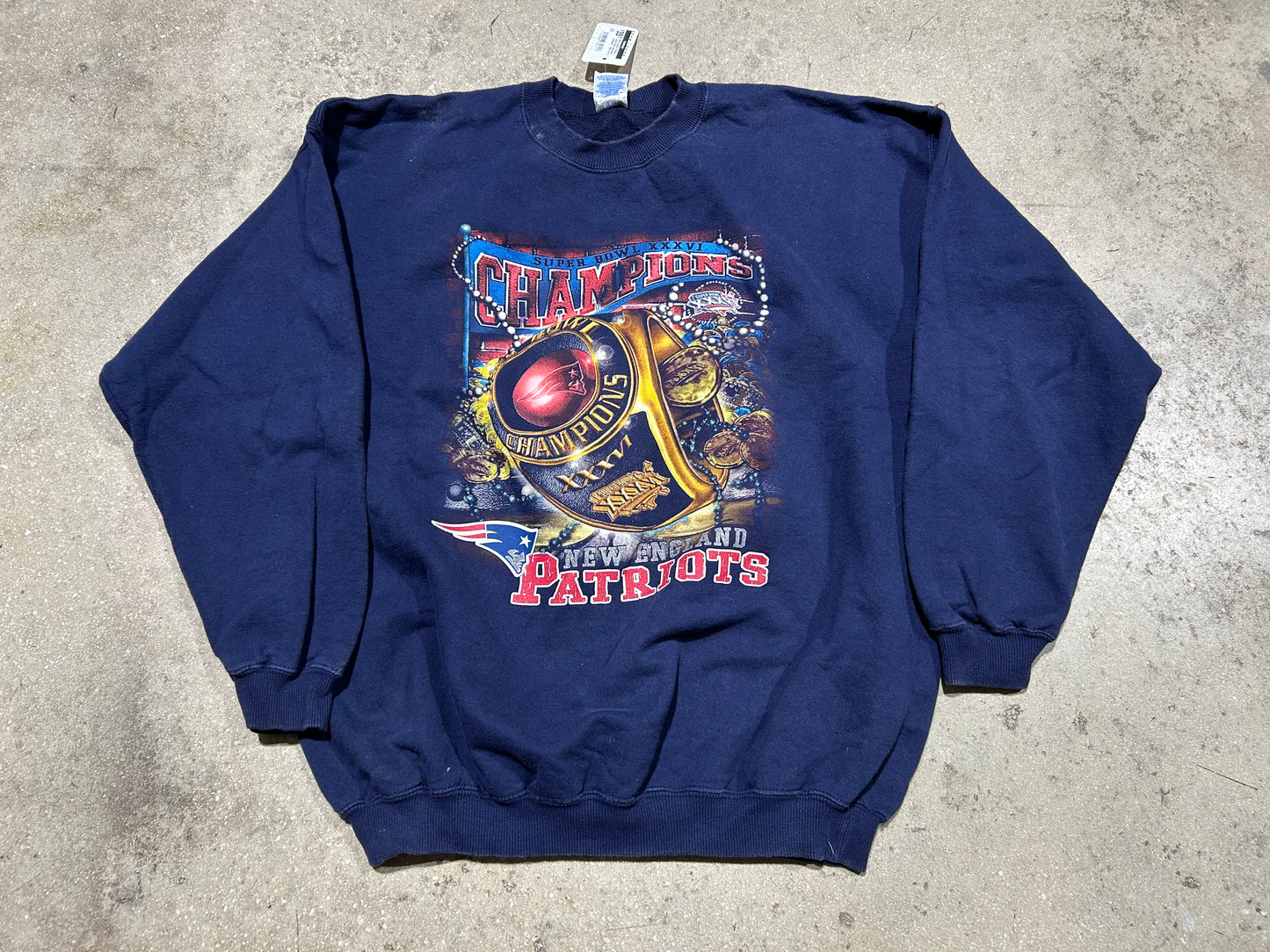 New England Patriots Super Bowl Champions Crewneck - Navy Size XL