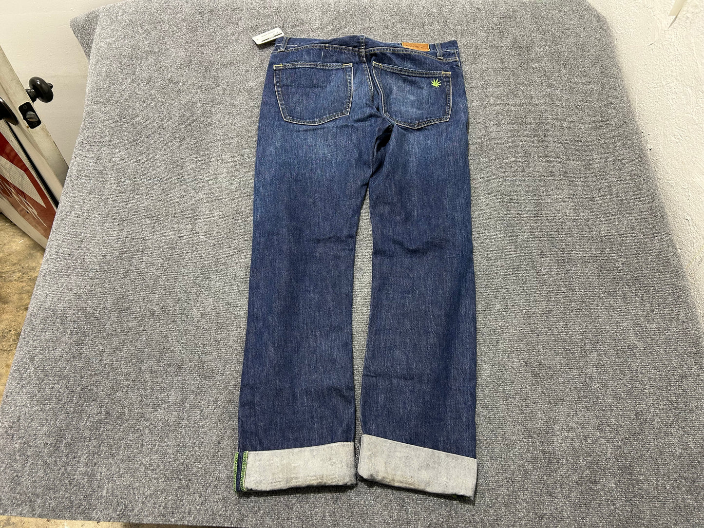 Cartel Blue Weed Leaf Selvedge Denim Jeans - Navy Size 32x34