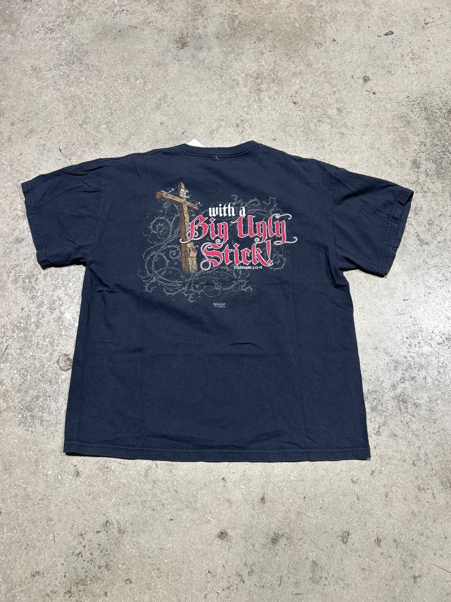 Jesus Beat The Devil Tee - Black Size Large