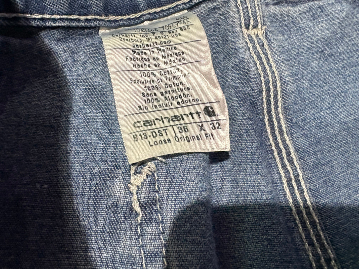 Distressed Carhartt Denim Carpenter Pants Size 36x32