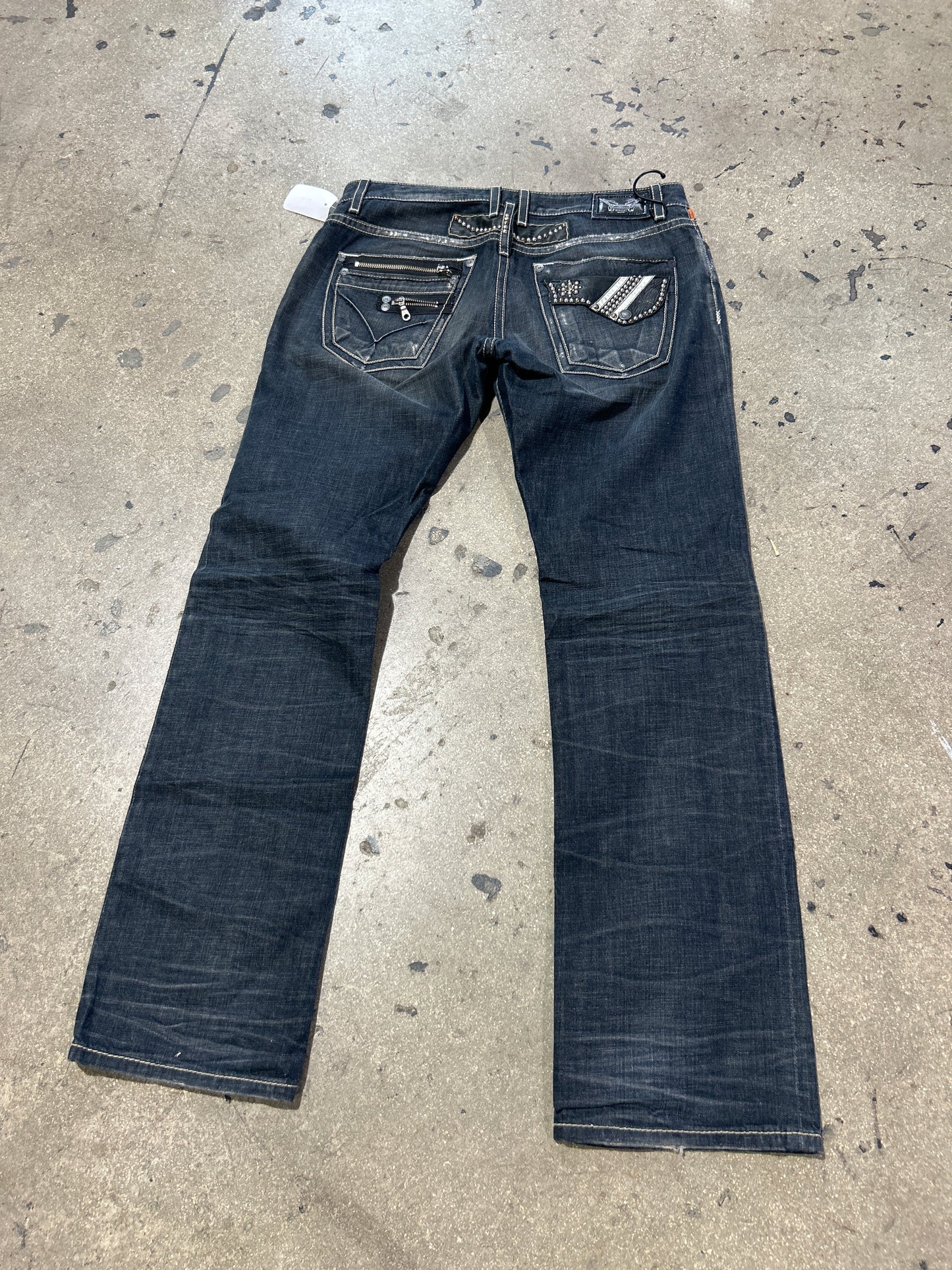 Robin's Jean Studded Back Pocket Denim - Blue Size 36x34