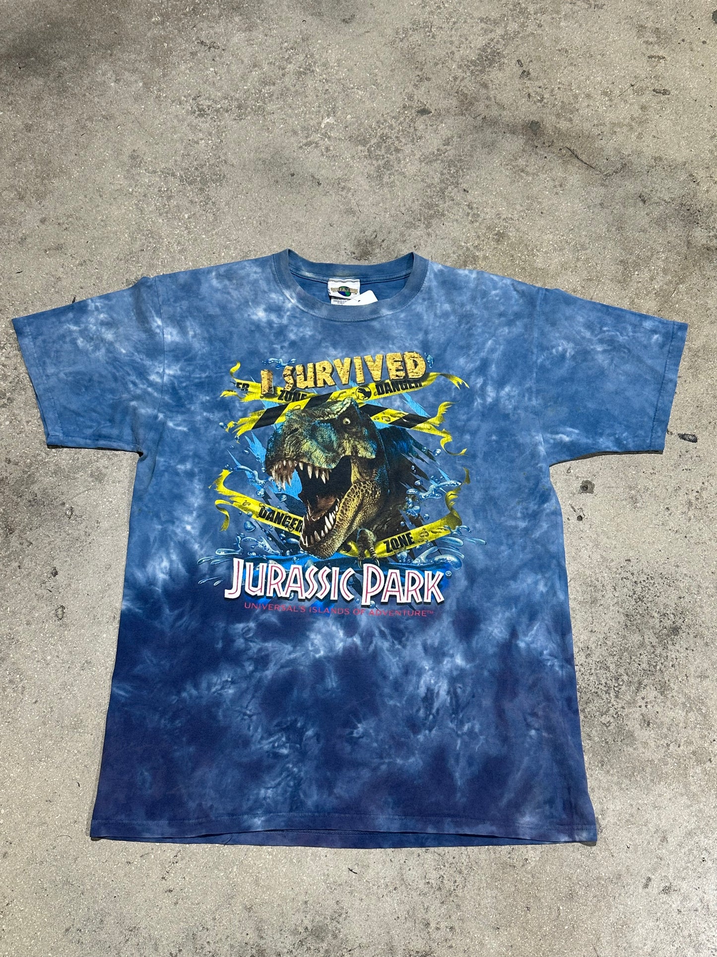 Jurassic Park I Survived Tee - Tie Dye Slate Size Large