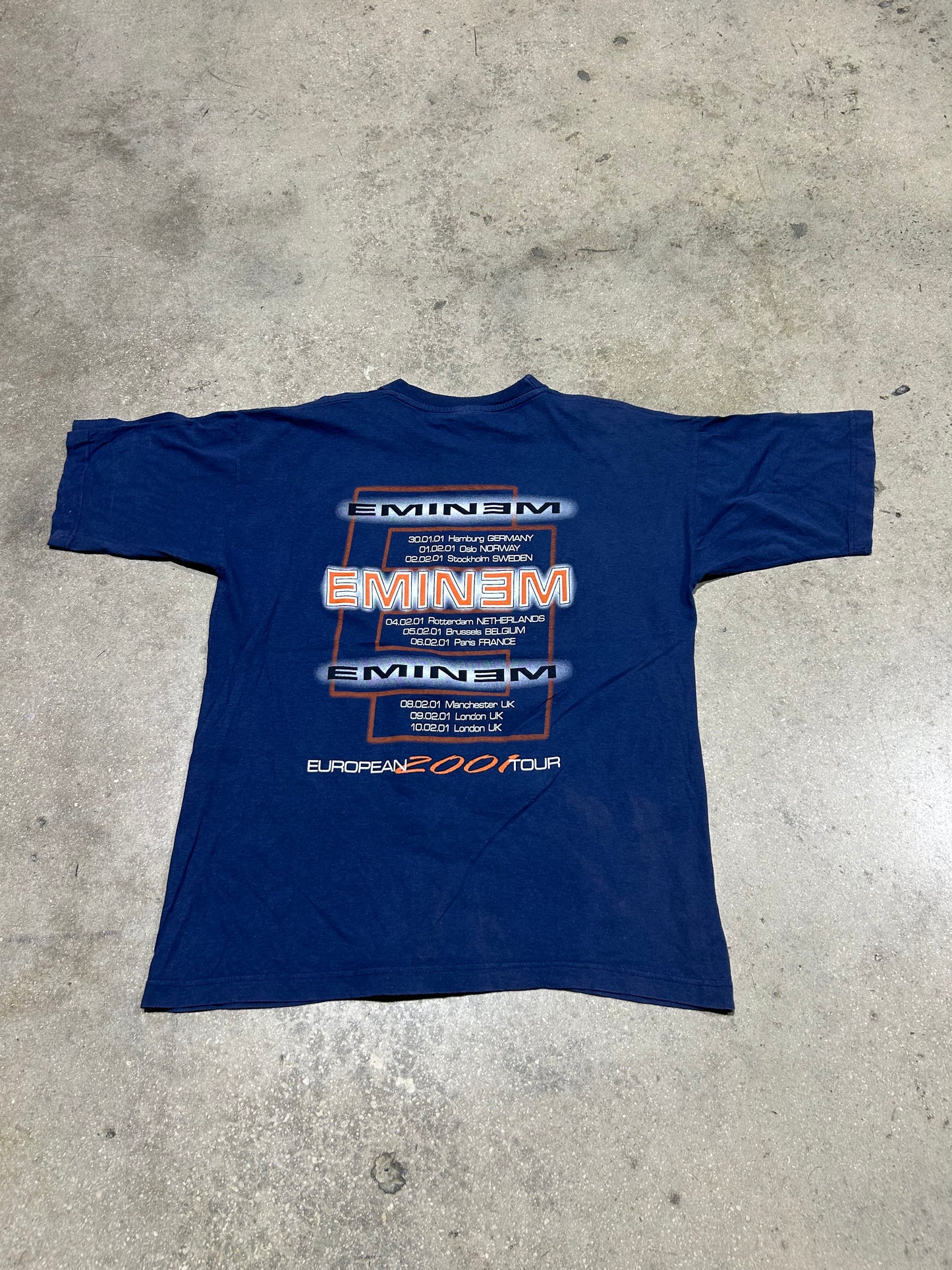 2001 Eminem European Tour Tee - Faded Navy Size XL
