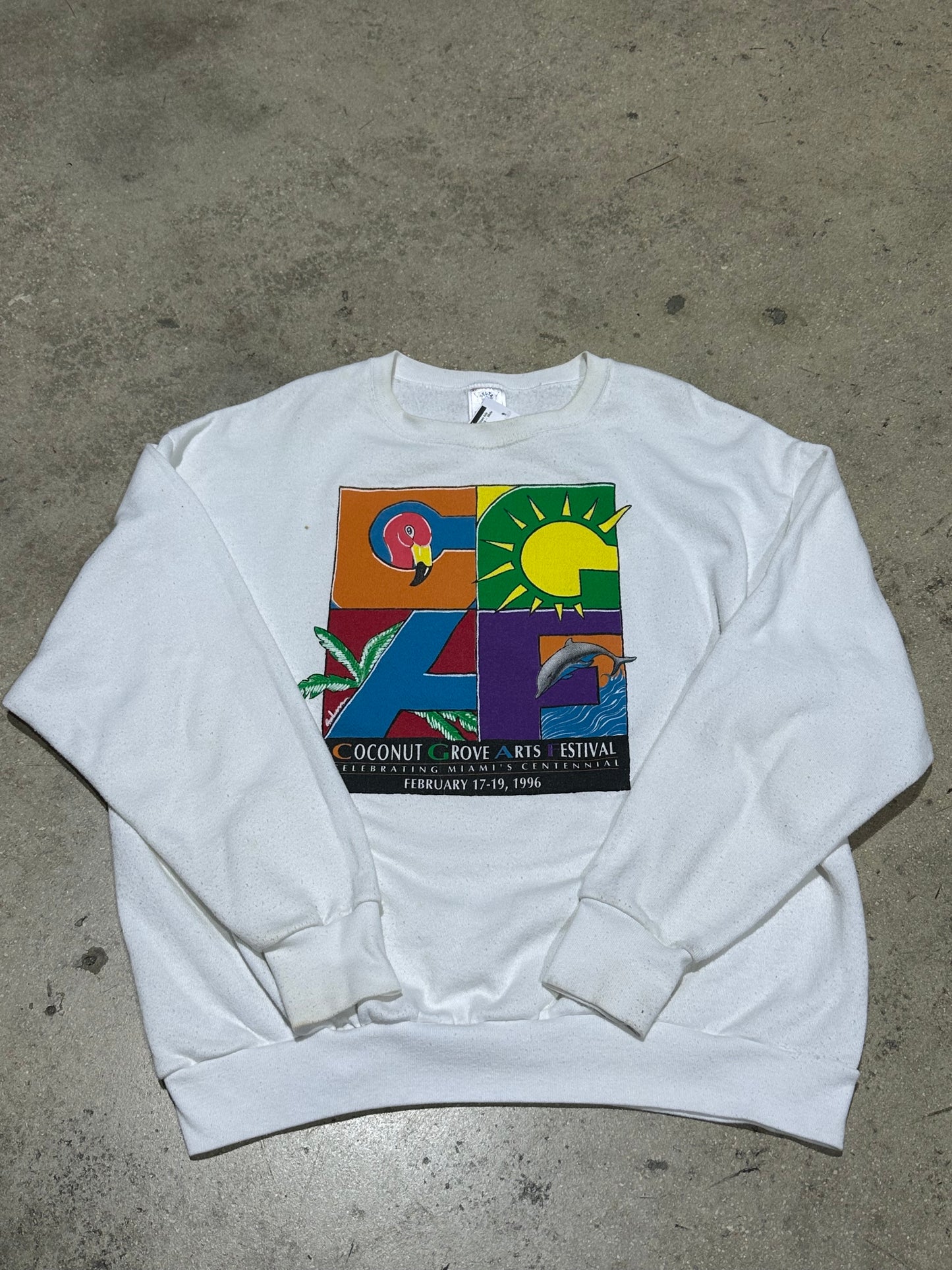 1996 Coconut Grove Arts Festival Crewneck - White Size XL