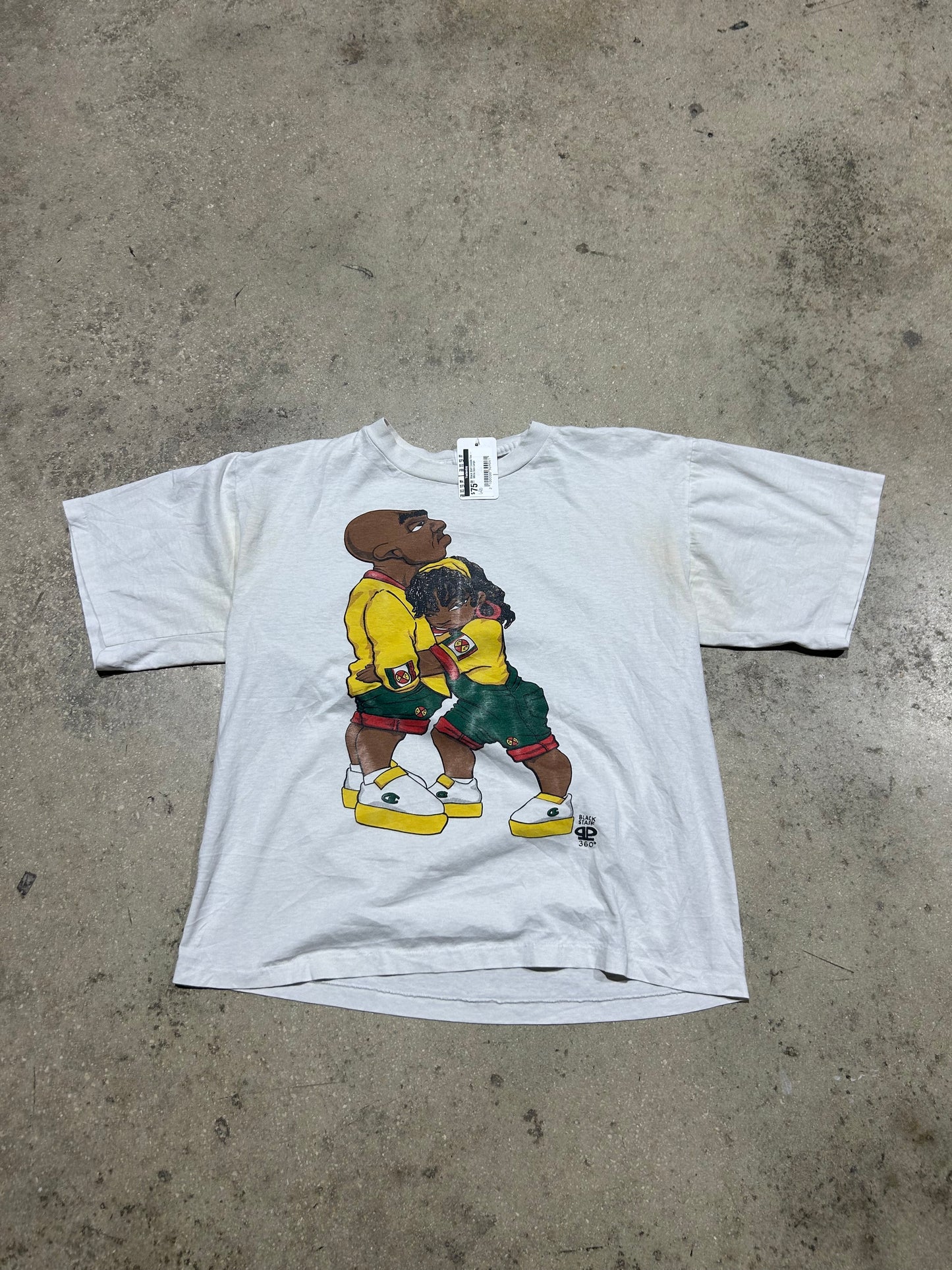 Black Staff Couple Tee - White Size Large