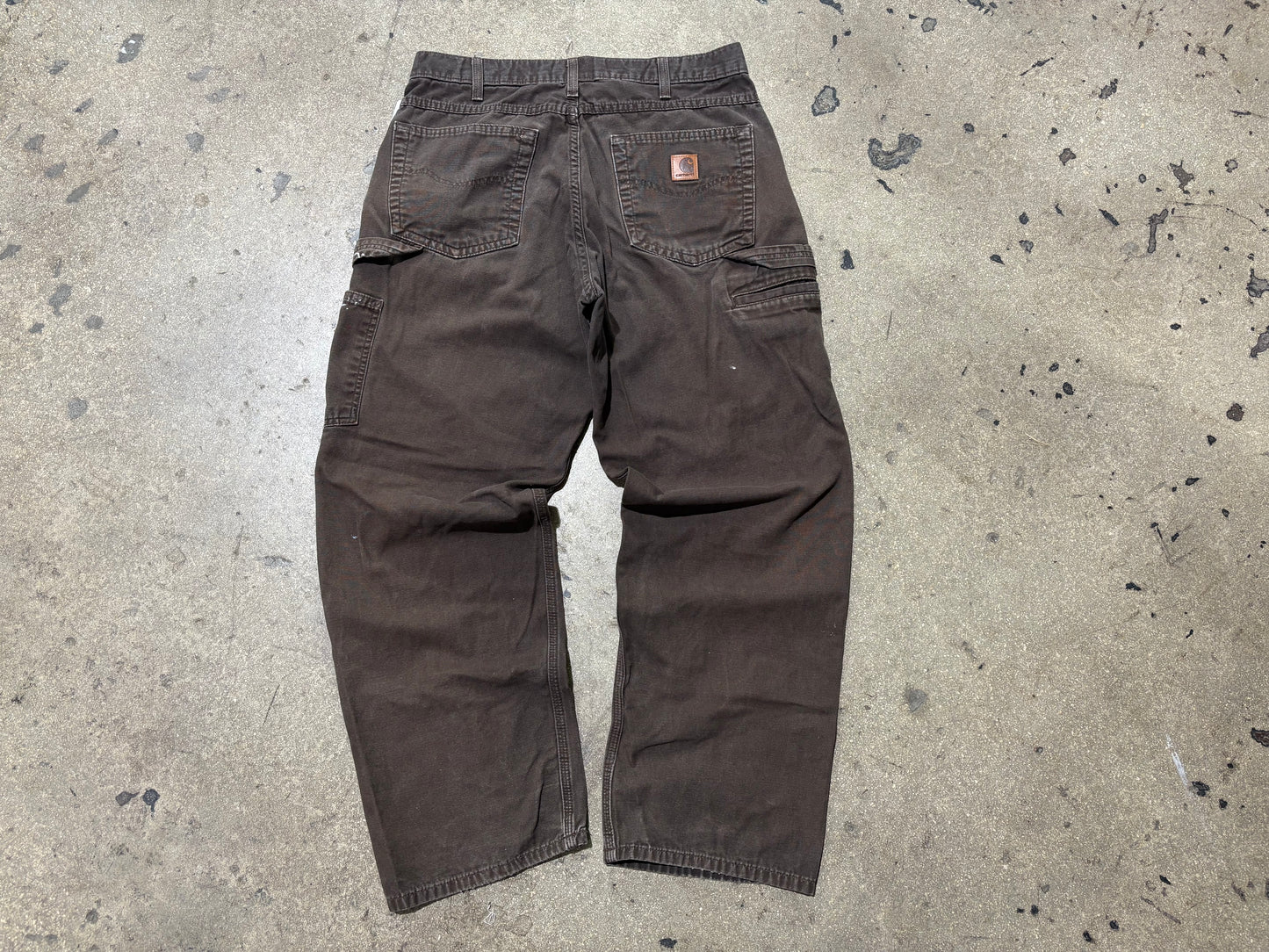 Distressed/Paint Splatter Carhartt Carpenter Pants - Brown Size 34x30
