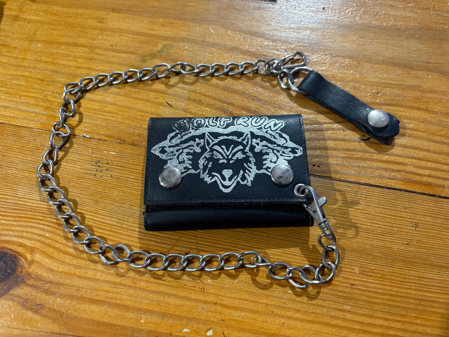 Wolf Run Leather Wallet Chain - Black