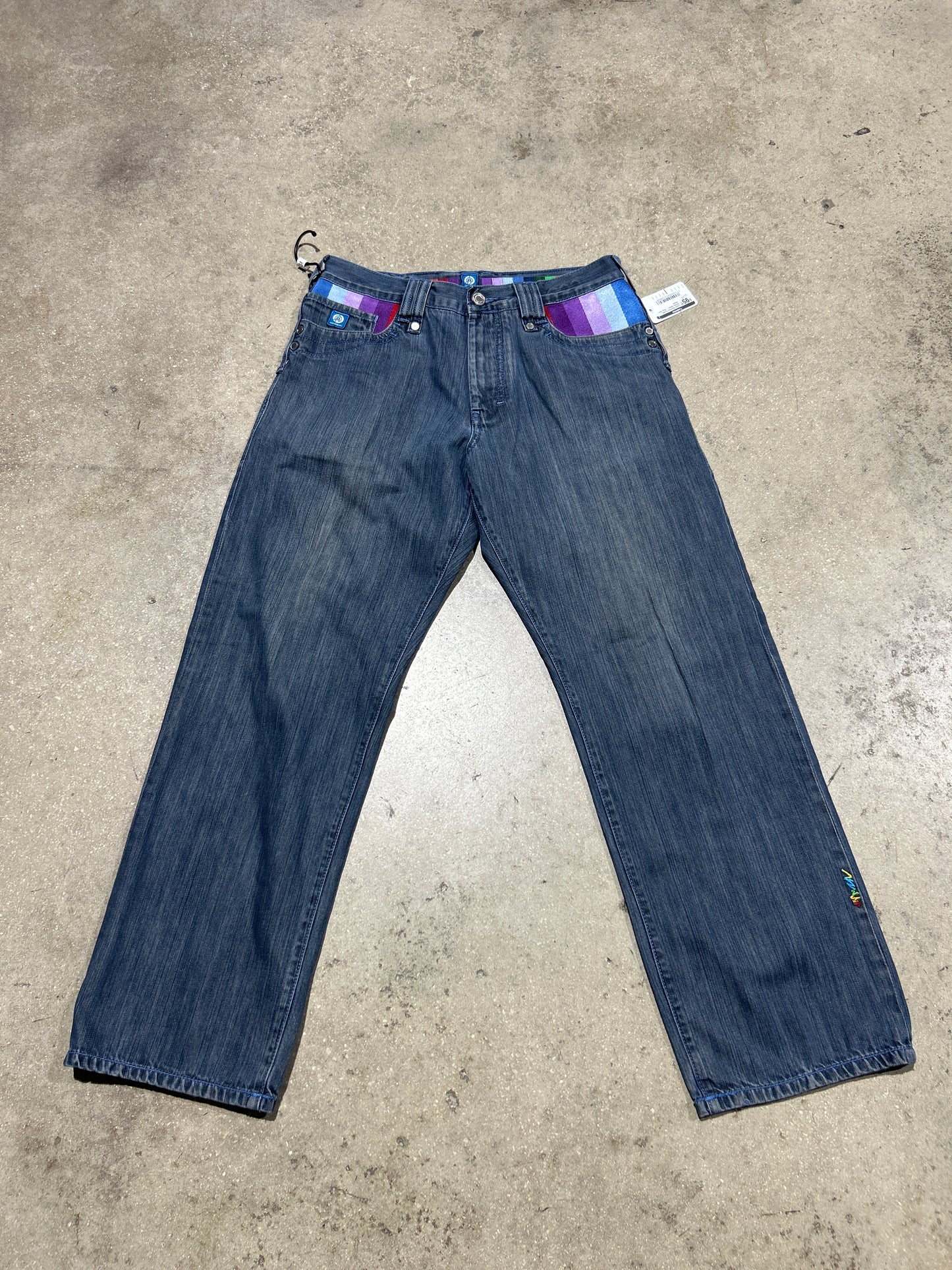 Coogi Rainbow Pocket Denim Jeans - Blue Size 34x34