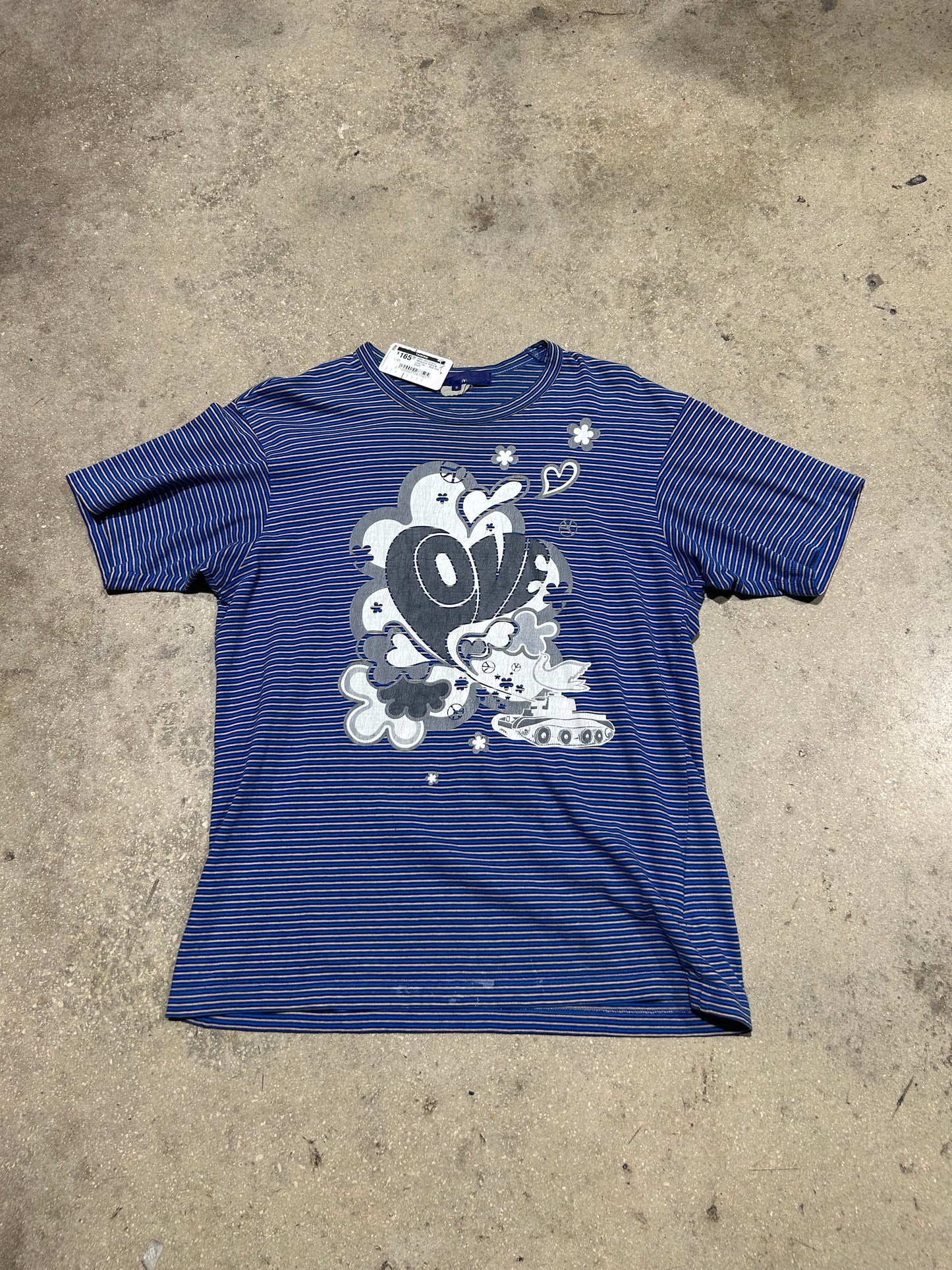 2002 CDG Junyan Watanabe Peace & Love Tee - Blue Size Small