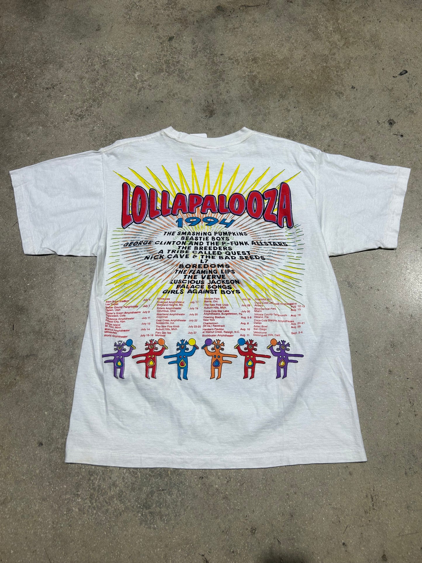 1994 Lollapalooza Smashing Pumpkins Headliner Tee - White/Multi Size XL