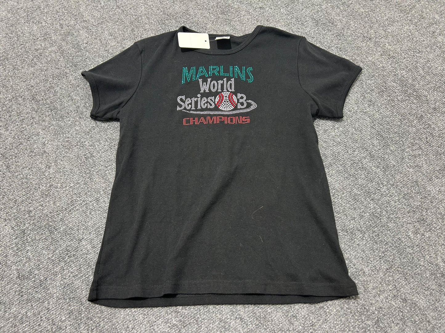 WMNS 2003 Florida Marlins Rhinestone Champ Shirt - Black Size XL
