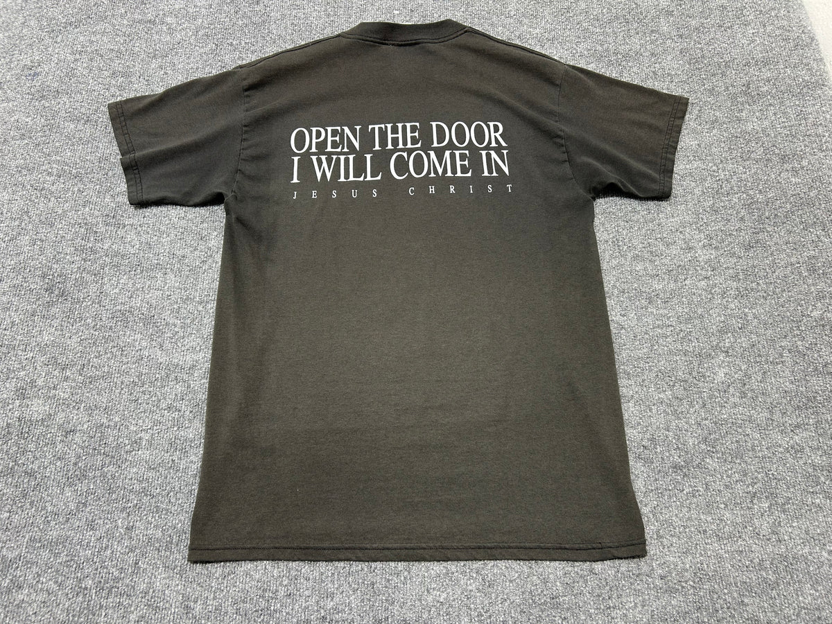 Jesus Knock Knock Revelation 3:20 Tee - Black size Large