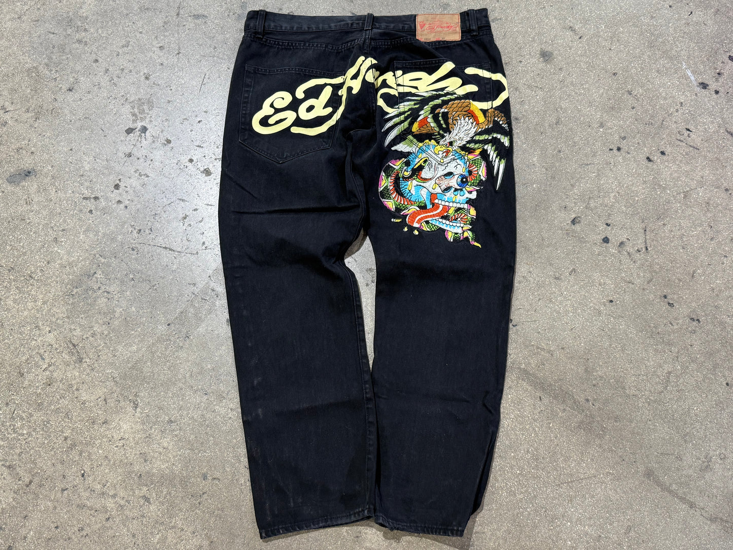 Ed Hardy Eagle Vs. Skull Denim - Black Size 40x30