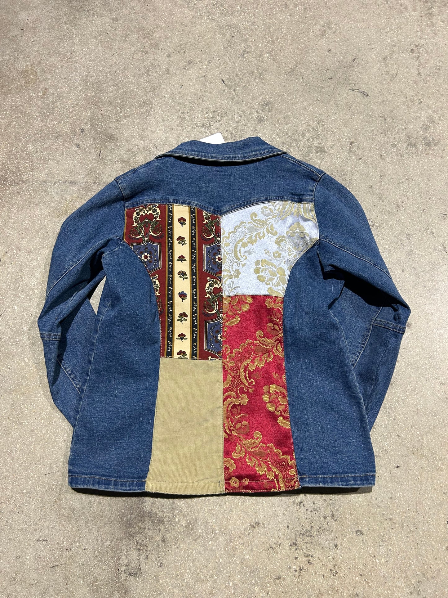 Women's Denim Floral Patch Jacket - Denim Size Small
