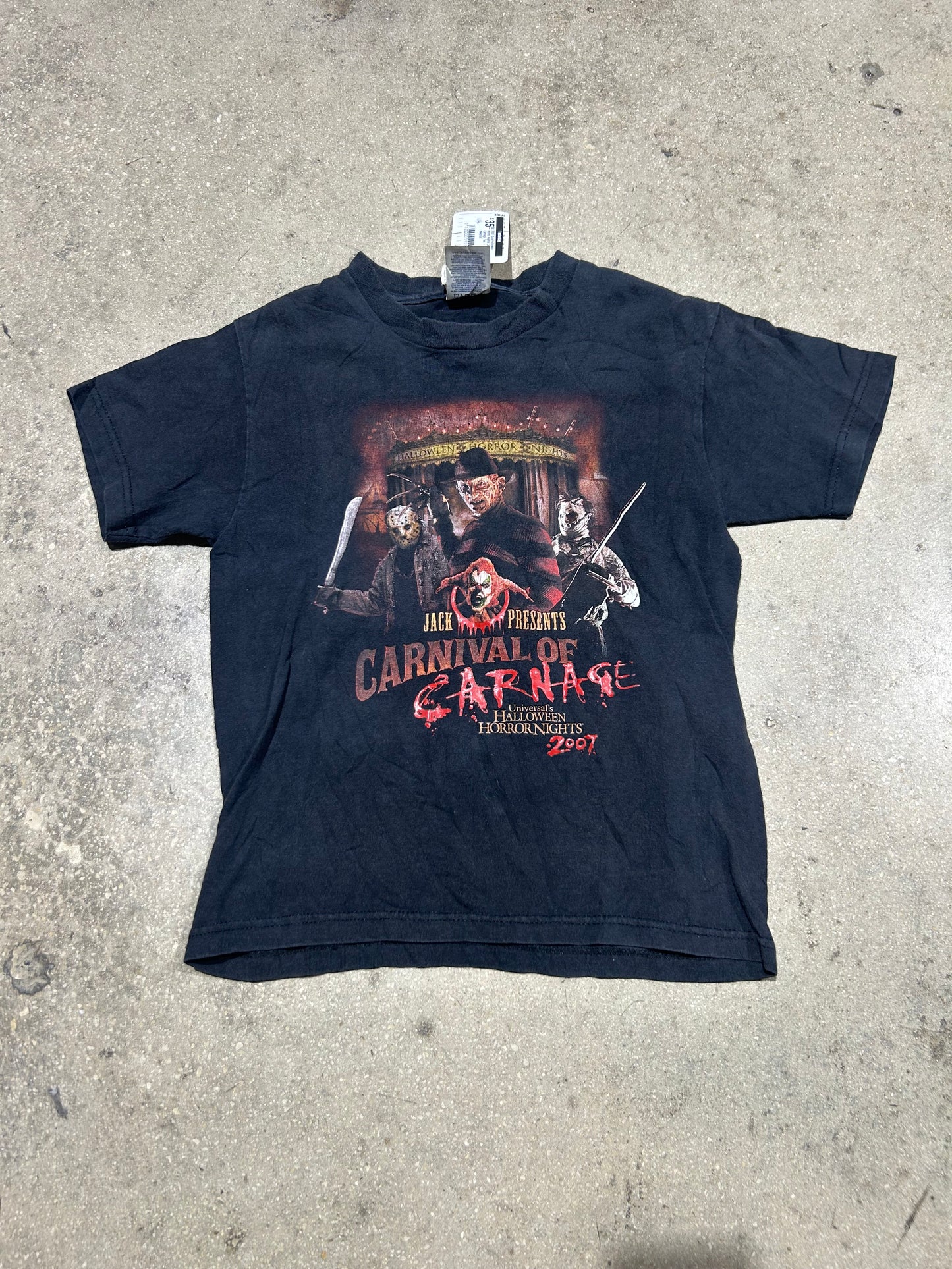 2007 Kids Halloween Horror Nights Carnival Of Carnage Tee - Black Size Medium
