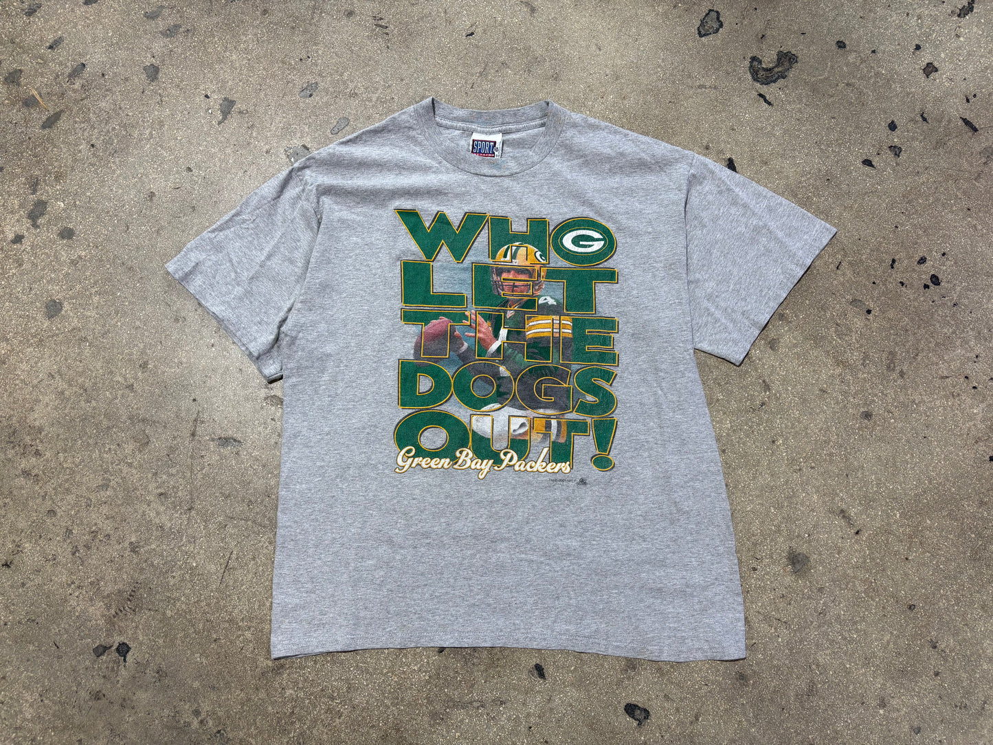 Green Bay Packers Who Let The Dogs Out Tee - Grey Size XL