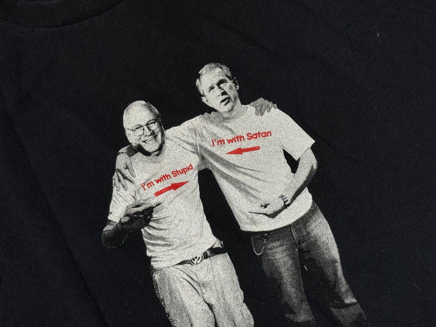 George Bush Im With Stupid Tee - Black Size Medium