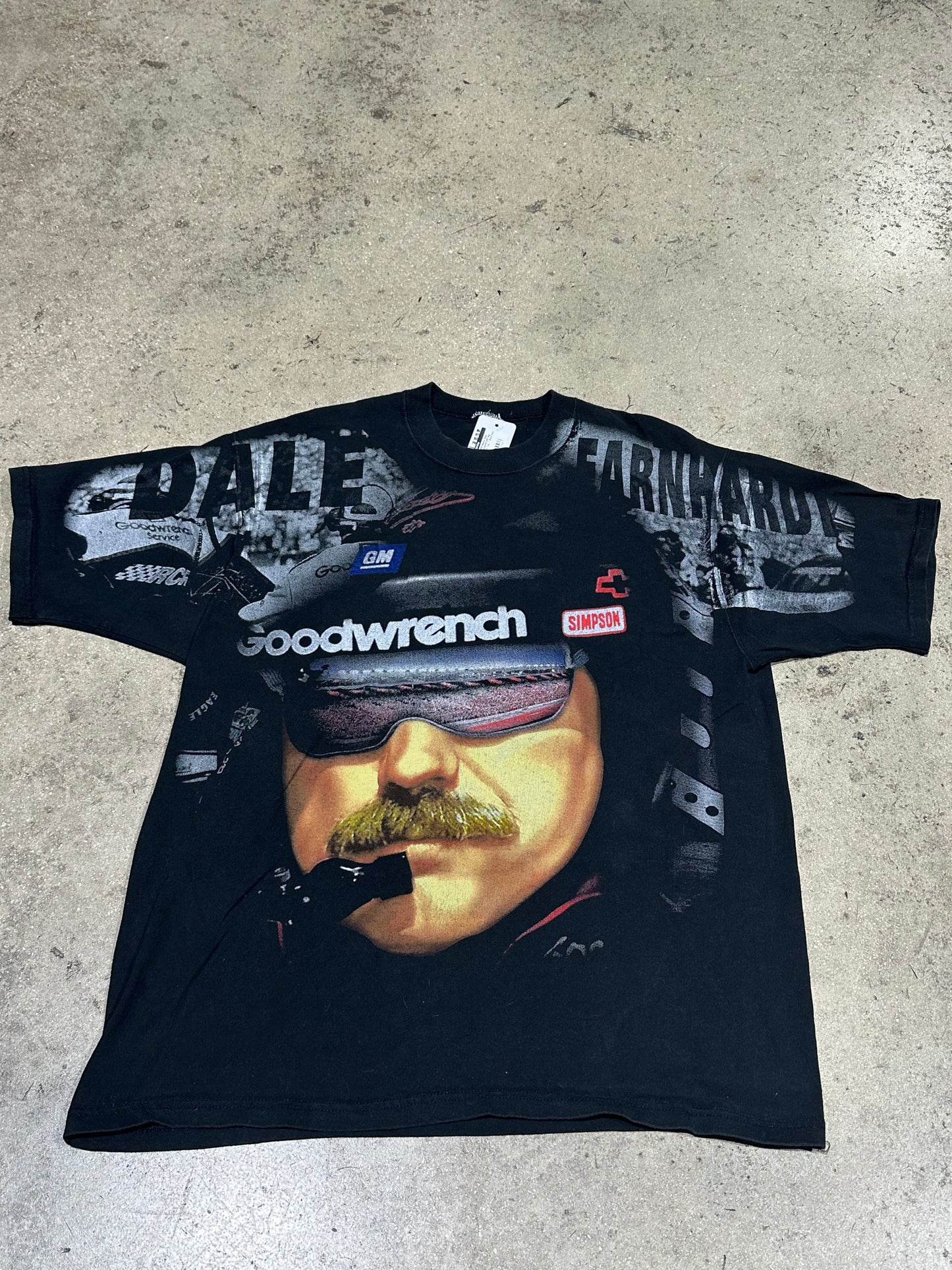 1998 Nascar Dale Earnhardt AOP Big Face Tee - Black Size XXL