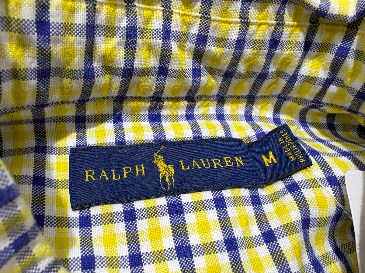 Polo Ralph Lauren Plaid Button Up Shirt - Yellow/Blue Size Medium (CON)