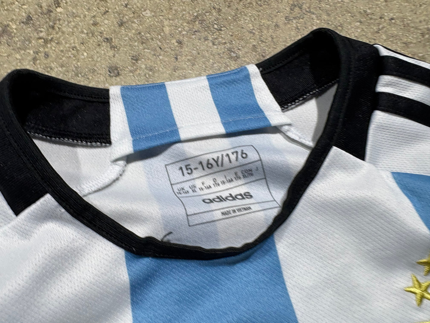 Kids Adidas Argentina Messi Jersey - White/ Blue Size 15-16Y