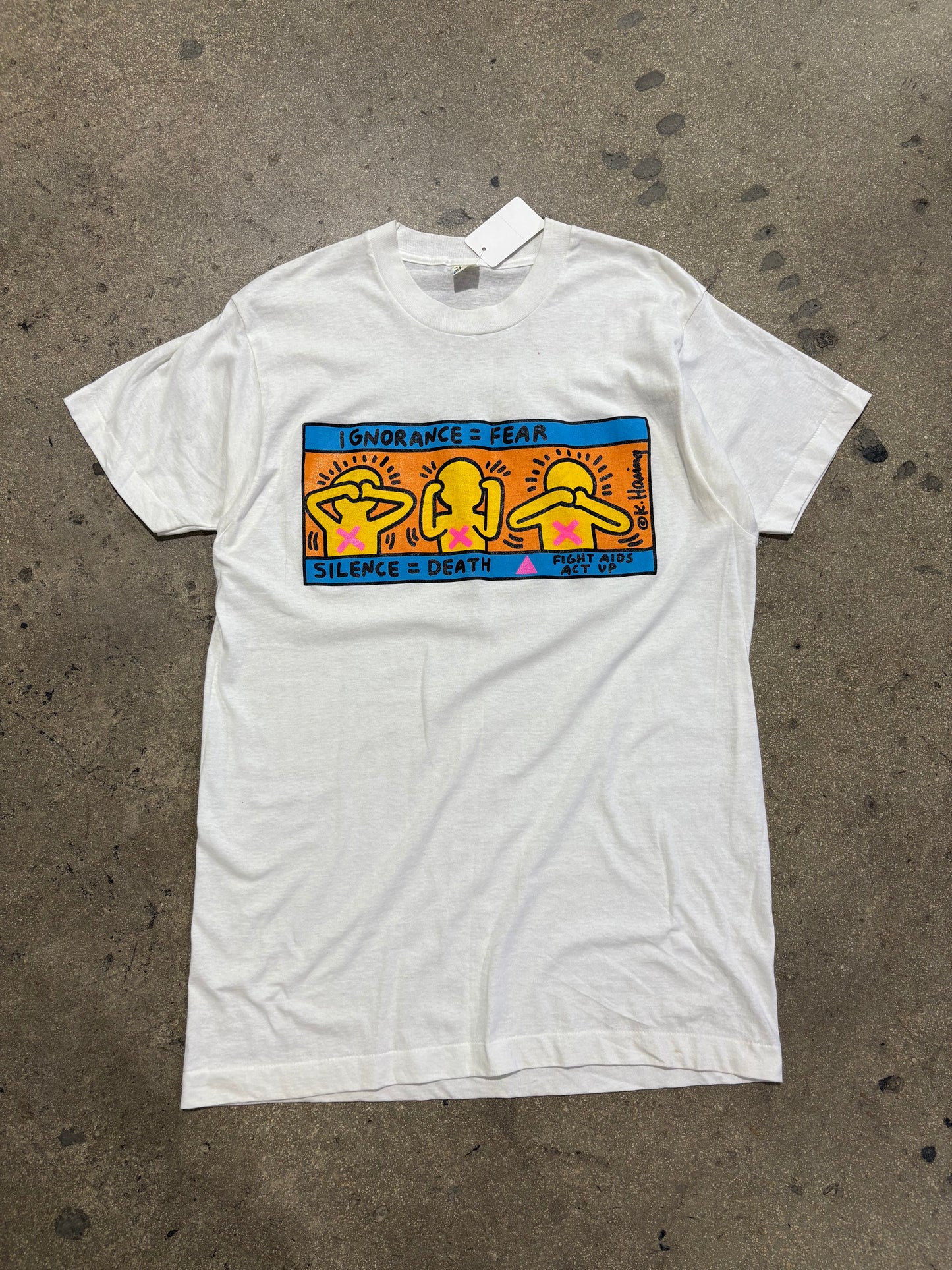 Kieth Haring Aids Ignorance Tee - White Size XL (20.5 x 30.5)