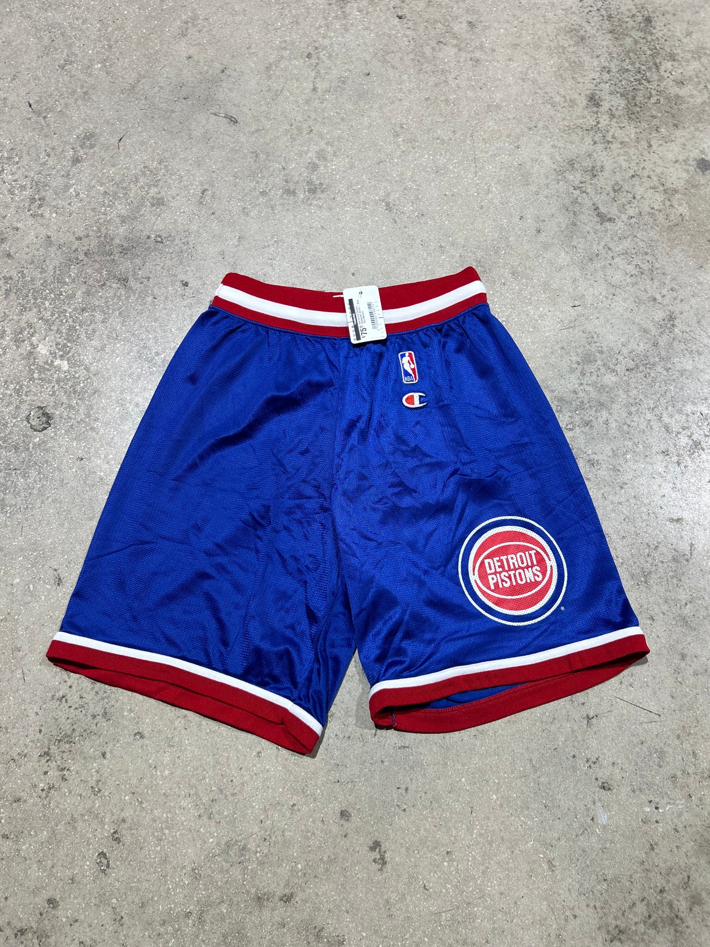 80s Detroit Pistons Basketball Shorts - Blue Size Medium