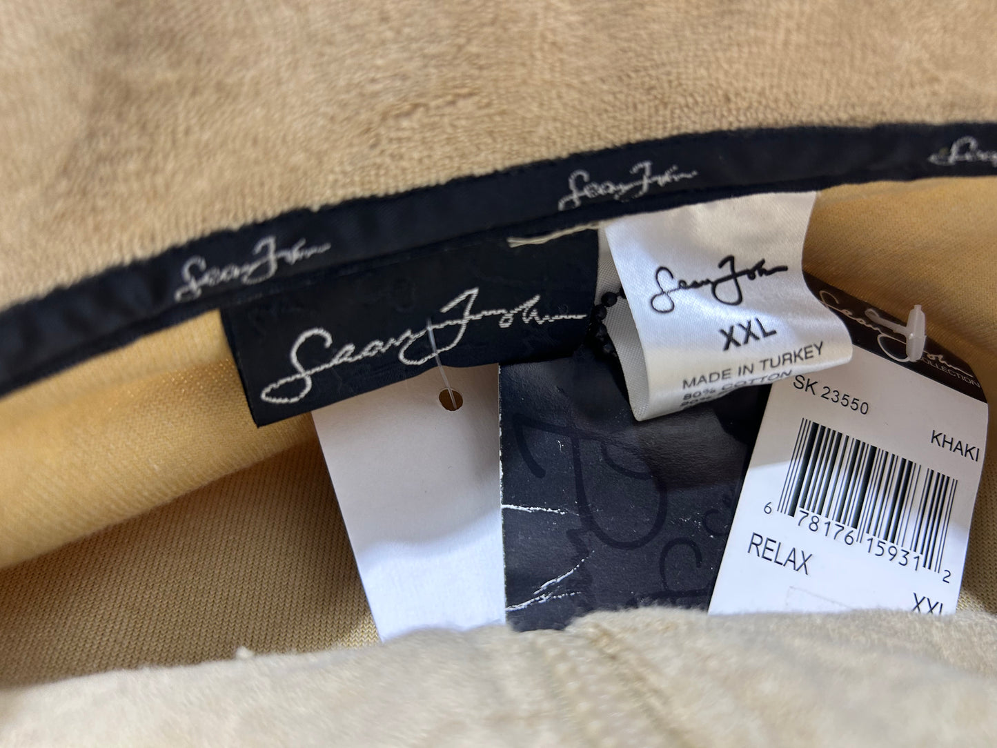 Sean John Velour Zip Up Shirt - Tan Size XXL