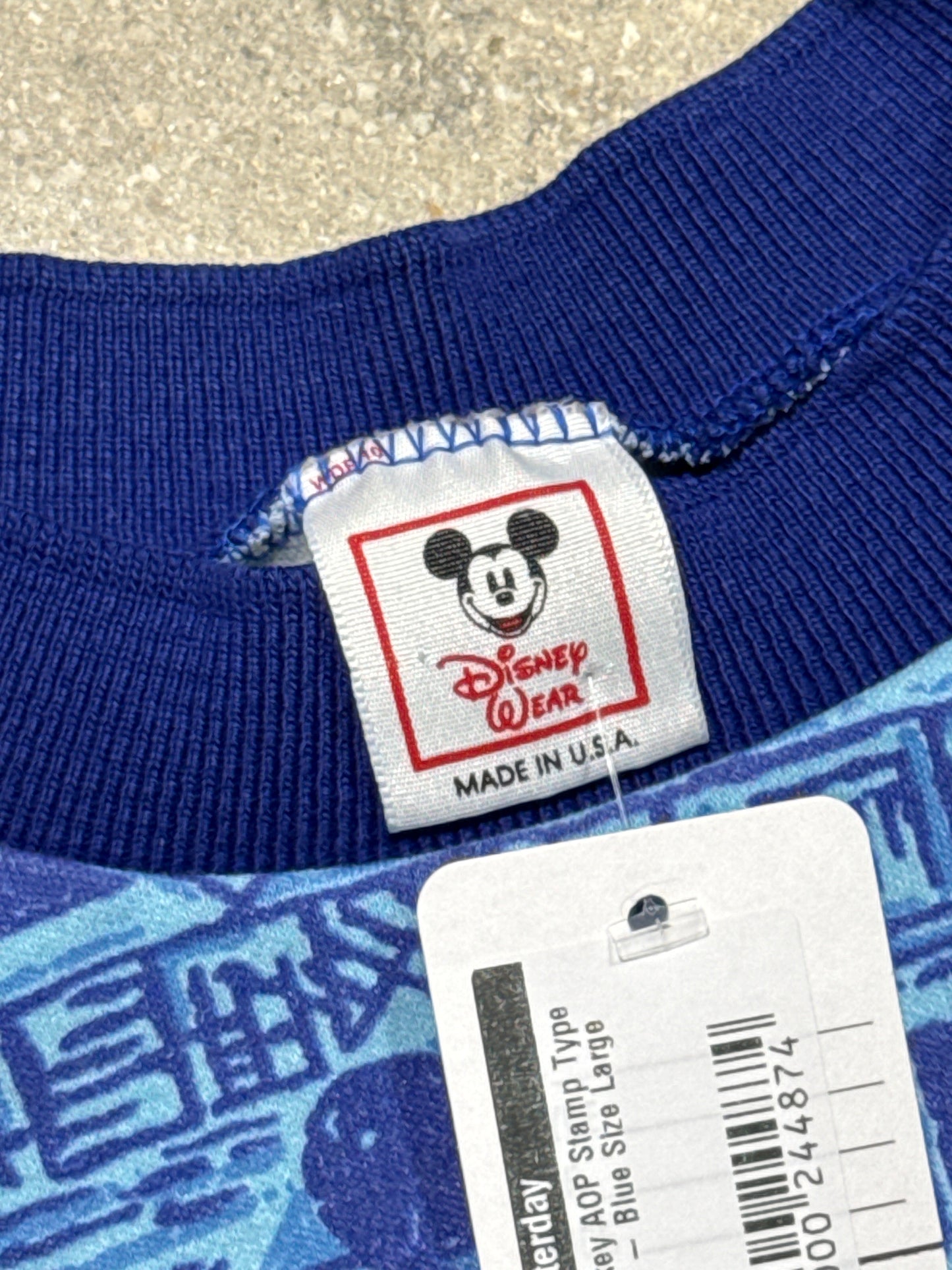 Mickey AOP Stamp Type Tee - Blue Size Large