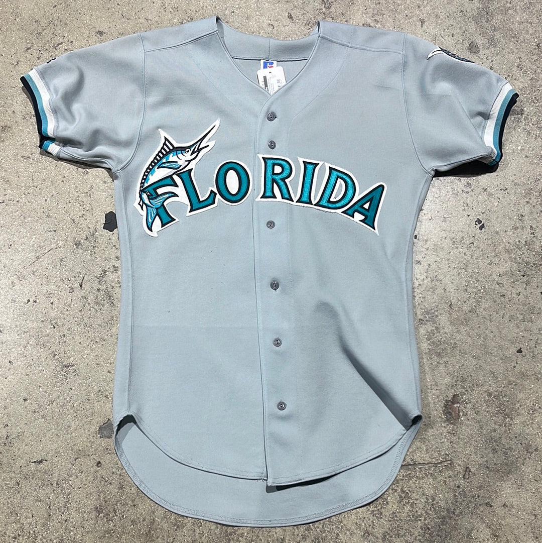 Russell Florida Marlins Authentic Jersey - Grey Size 40/Medium