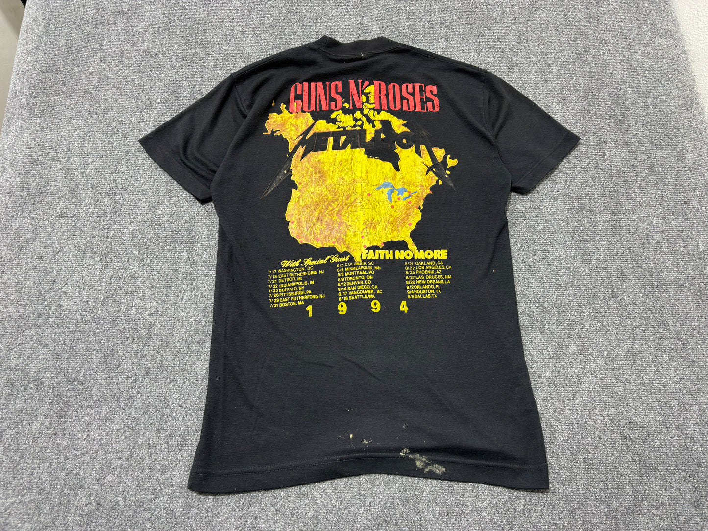1994 Guns N Roses / Metallica Tour Tee - Black Size Large