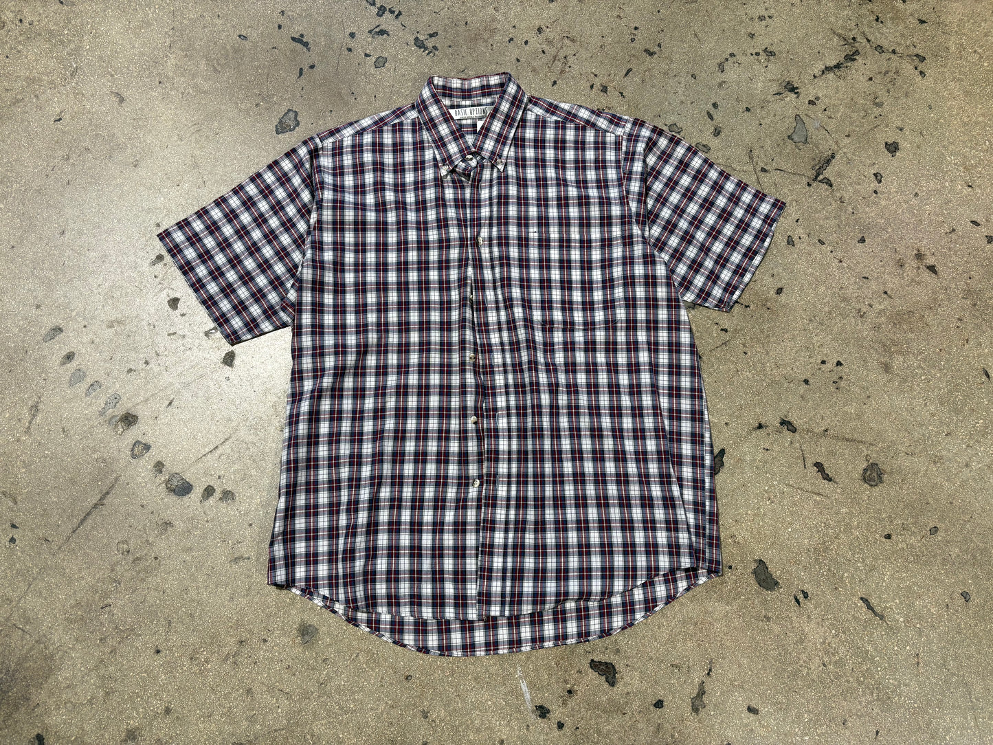 Basic Options Plaid Button Up Shirt - Red / Navy Size Large