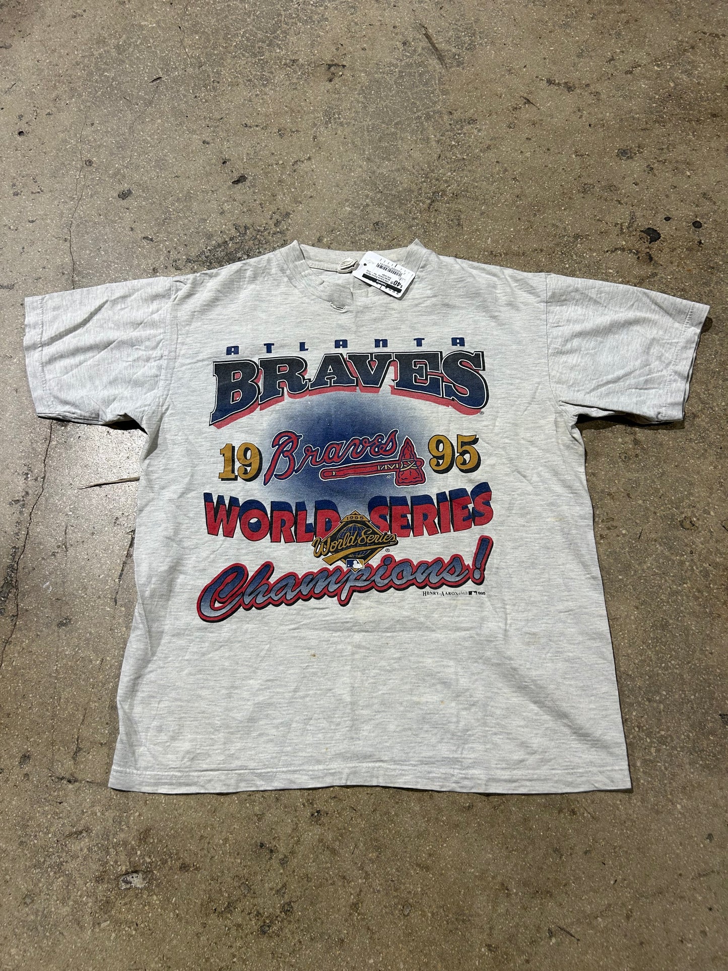 1995 Atlanta Braves World Series Tee - Gray Size Large
