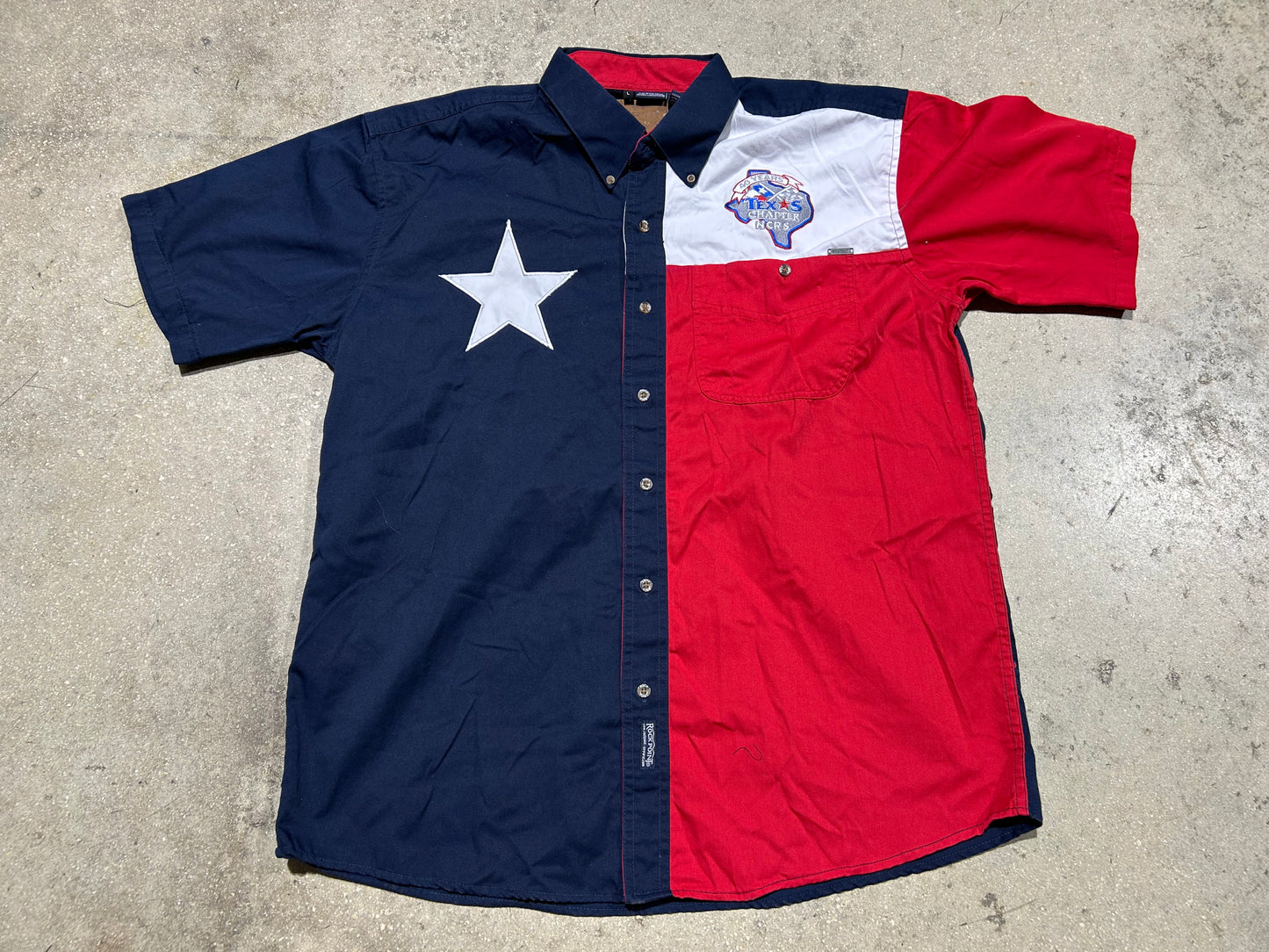 Big Texas Flag Button Up - Red/White/Blue Size Large