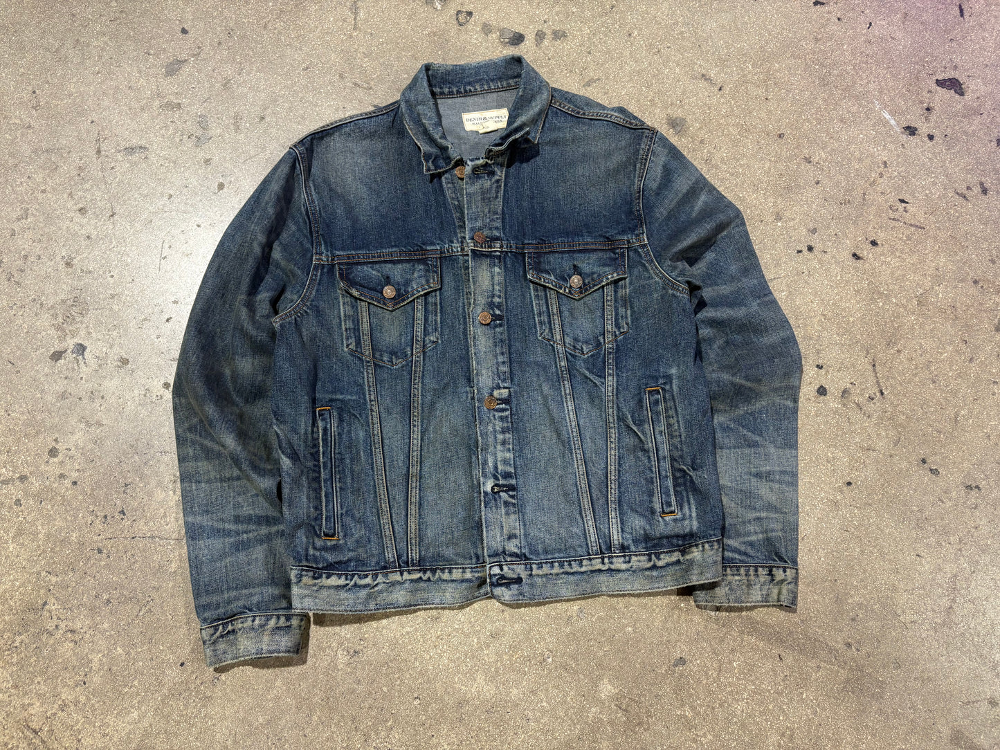 Ralph Lauren Denim Supply Embroidered Eagle Jacket - Dark Wash Size XL