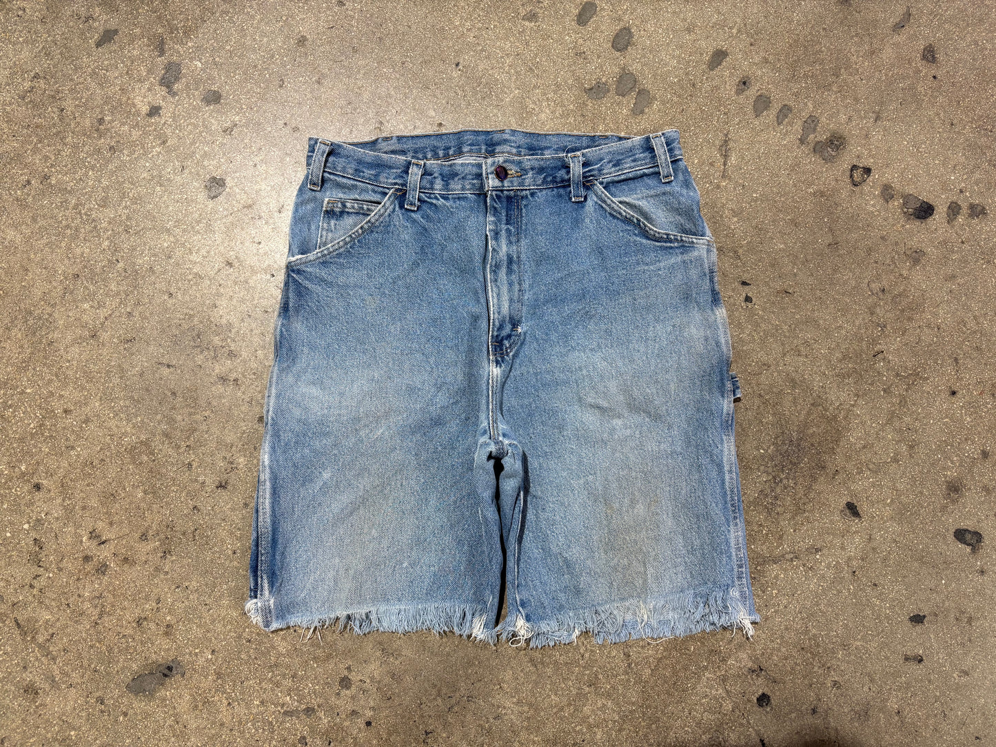 Dickies Carpenter Denim Cut Off Jean Shorts - Light Wash Size 34
