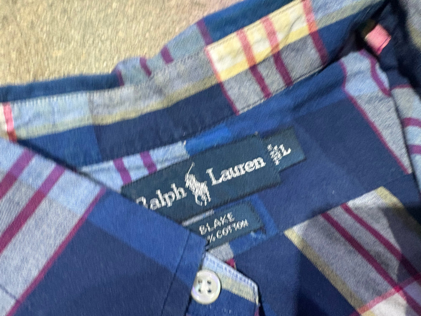 Ralph Lauren Plaid Button Up Shirt - Blue Size Large