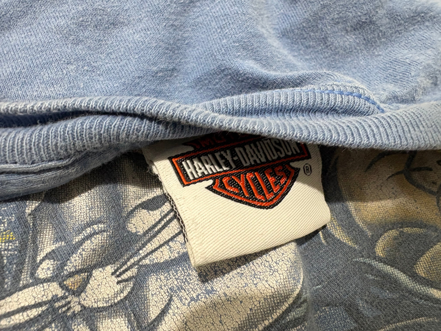 Harley Davidson Looney Tunes Tee - Faded Blue Size XL