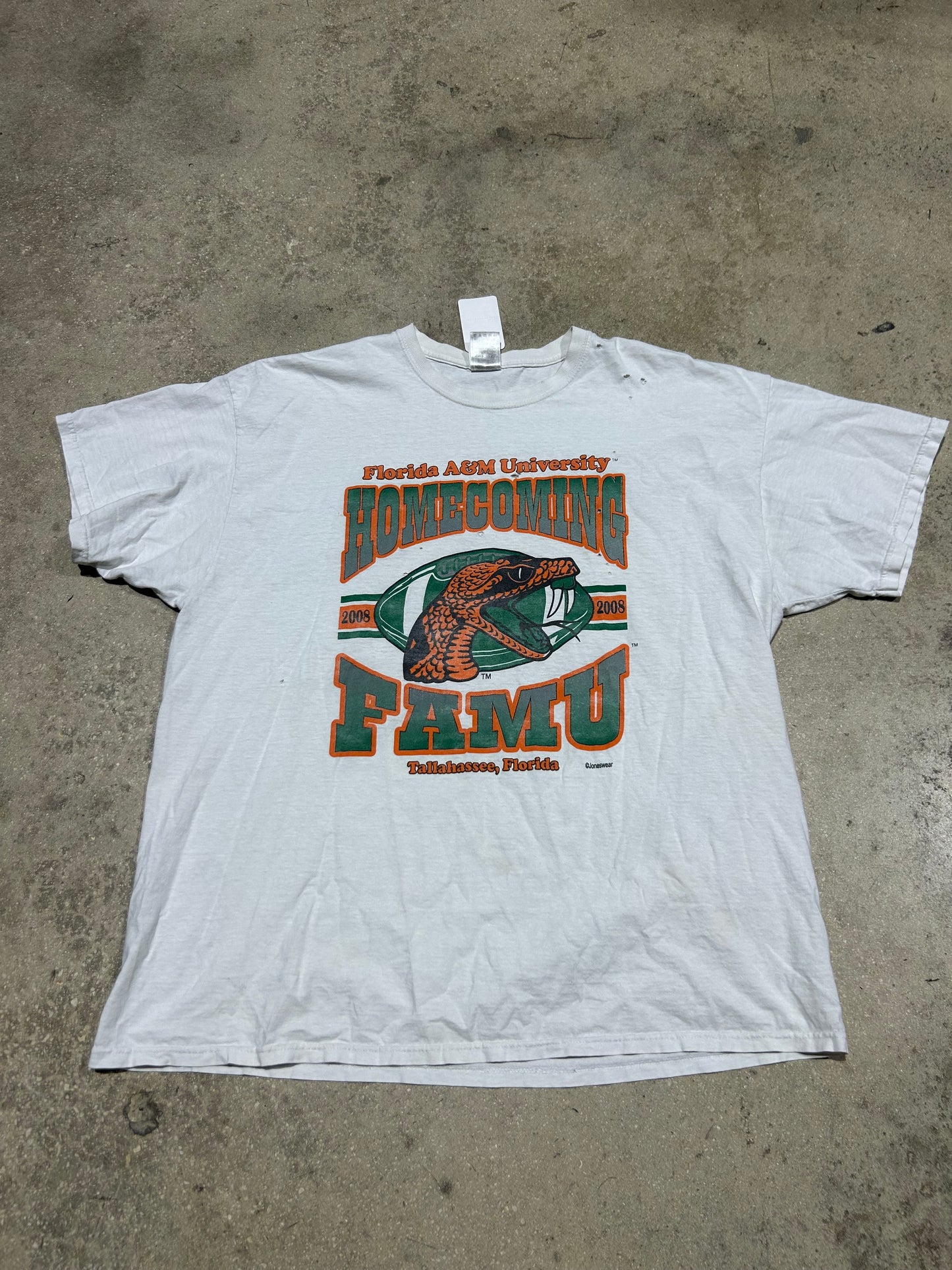 Distressed 2008 FAMU Homecoming Tee - White Size XXL